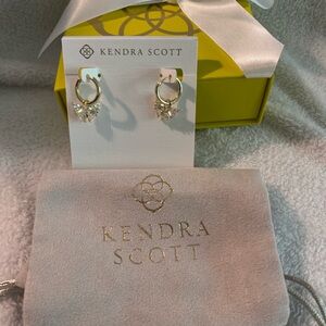 Kendra Scott Blair Gold Butterfly Huggie Earrings in White CZ